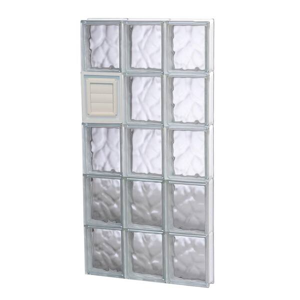 Clearly Secure 17.25 in. x 38.75 in. x 3.125 in. Frameless Wave Pattern Glass Block Window with Dryer Vent