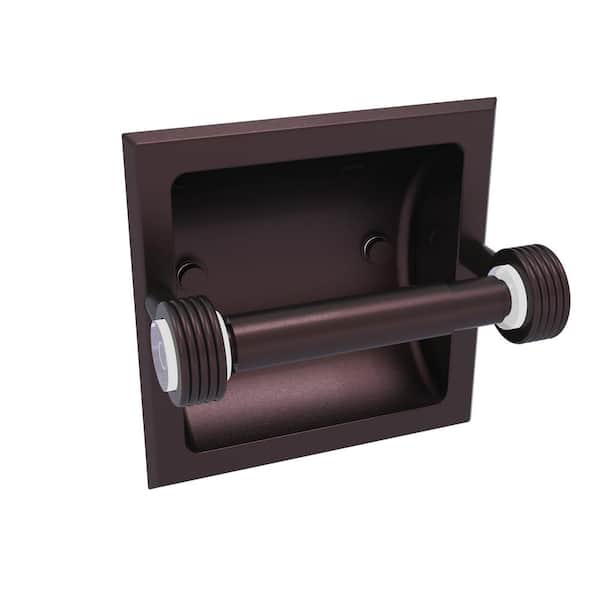 Allied Brass Clearview Recessed Toilet Paper Holder with Groovy Accents in Antique Bronze