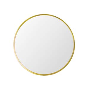 32 in. W x 32 in. H Small Round Alloy Metal Framed Wall Bathroom Vanity Mirror in Annealed Glass