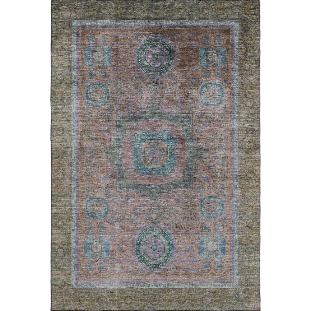 Mayfield Premium Machine Washable Abstract AMF2159 Copper 3 ft. x 5 ft. Area Rug price history on PriceWatchPro