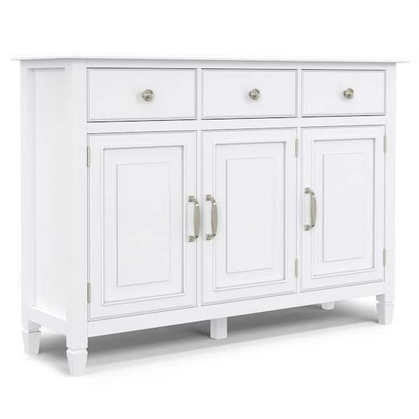 Connaught 51 in. Wide Solid Wood Traditional Entryway Storage Cabinet in White
