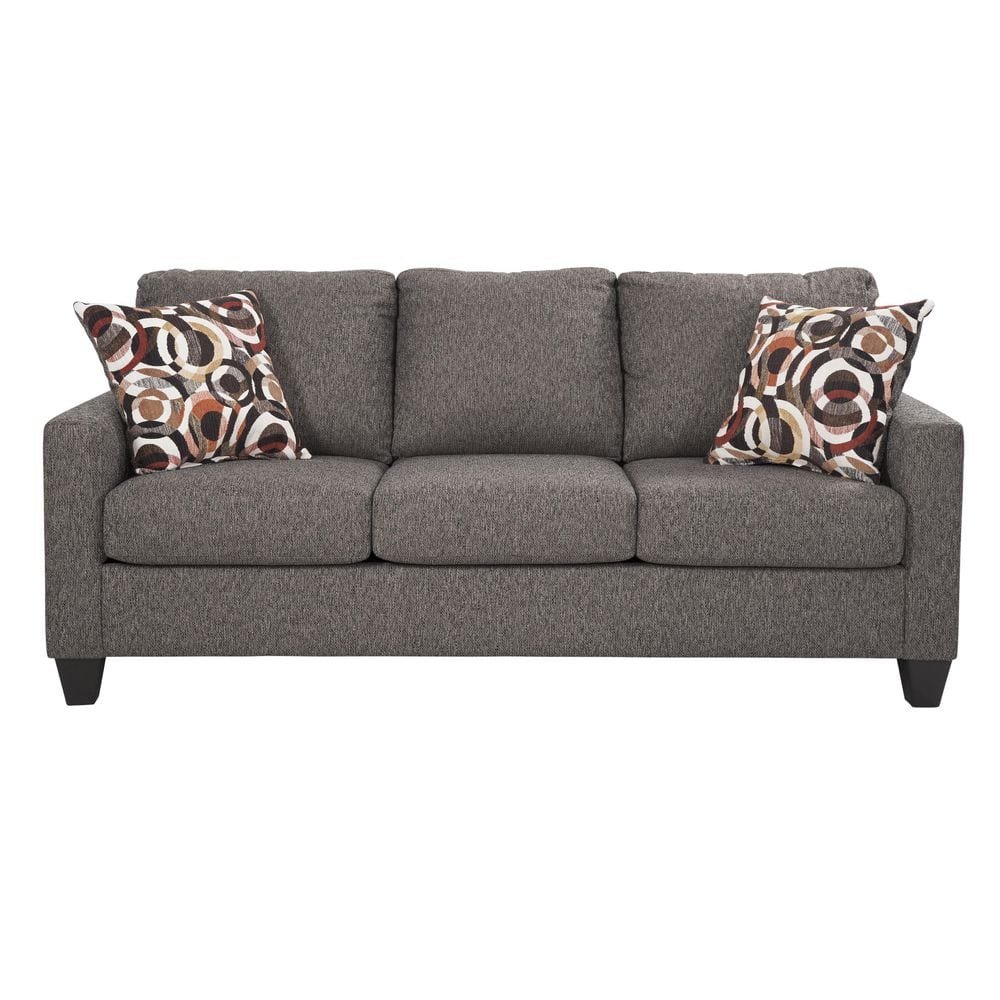 Charcoal Gray Linen Track Arm Sofa with Pillow Back