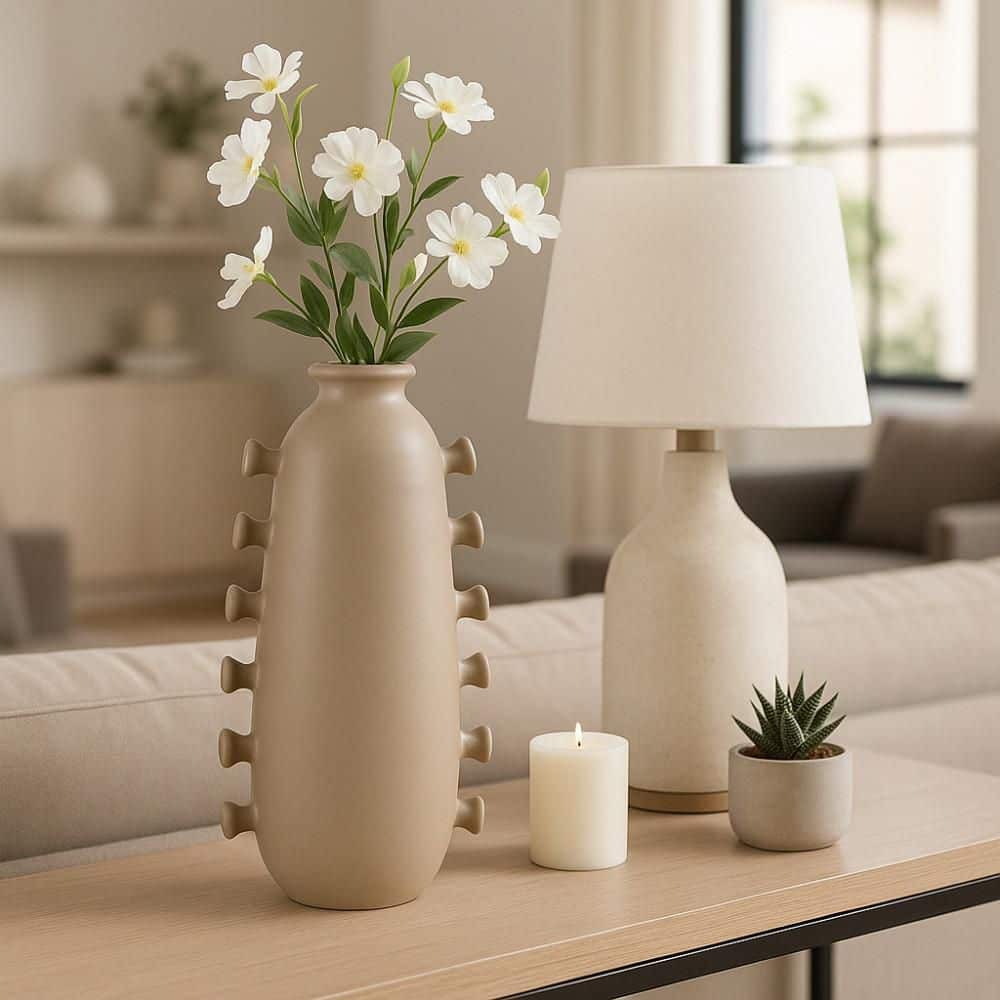 14.25 in. Tan Ceramic Cylinder Decorative Vase price history on PriceWatchPro