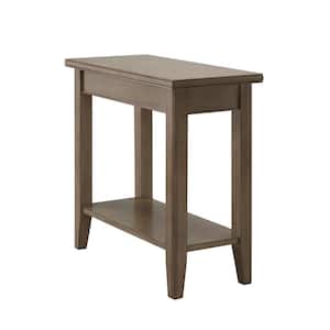 Laurent 12 in. W x 24 in. D Smoke Gray Narrow Rectangle Wood End/Side Table with Shelf