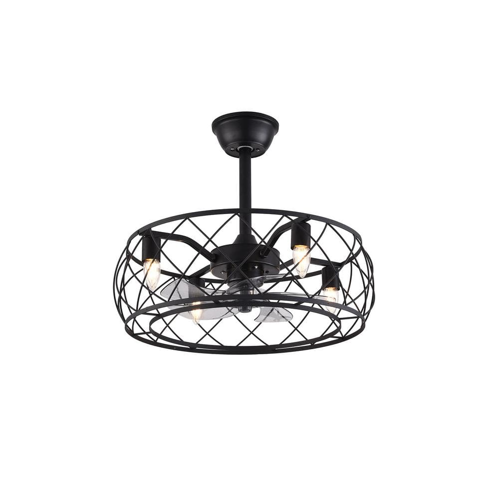 OUKANING 20 in. Retro Simple Style Black Indoor Metal Caged Ceiling Fan ...