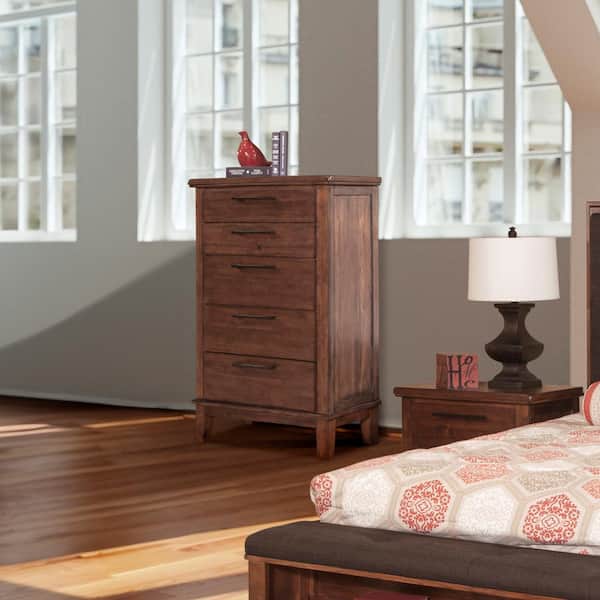 NEW CLASSIC HOME FURNISHINGS New Classic Furniture Cagney Chestnut 5-drawer 36 in. Chest