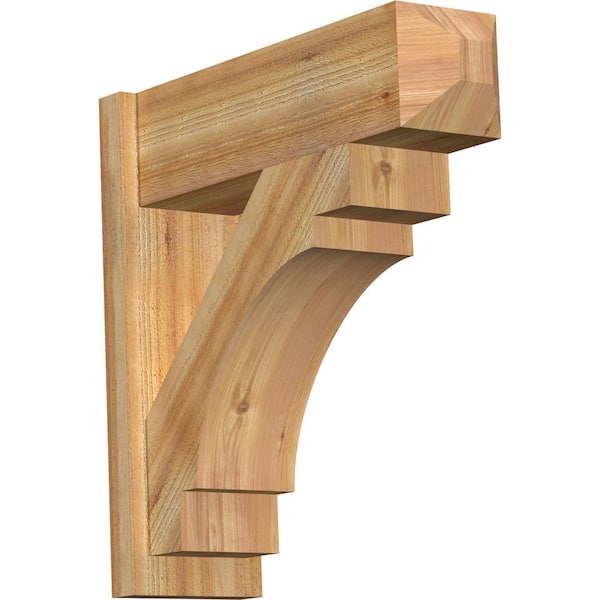 Ekena Millwork 8 in. x 26 in. x 26 in. Merced Craftsman Rough Sawn Western Red Cedar Outlooker