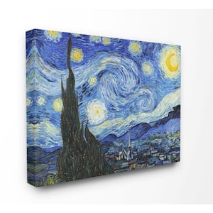 16 in. x 20 in. "Van Gogh Starry Night Post Impressionist Painting" by Vincent Van Gogh Canvas Wall Art