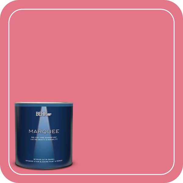 BEHR MARQUEE 1 qt. #120B-6 Watermelon Pink Satin Enamel Interior Paint & Primer