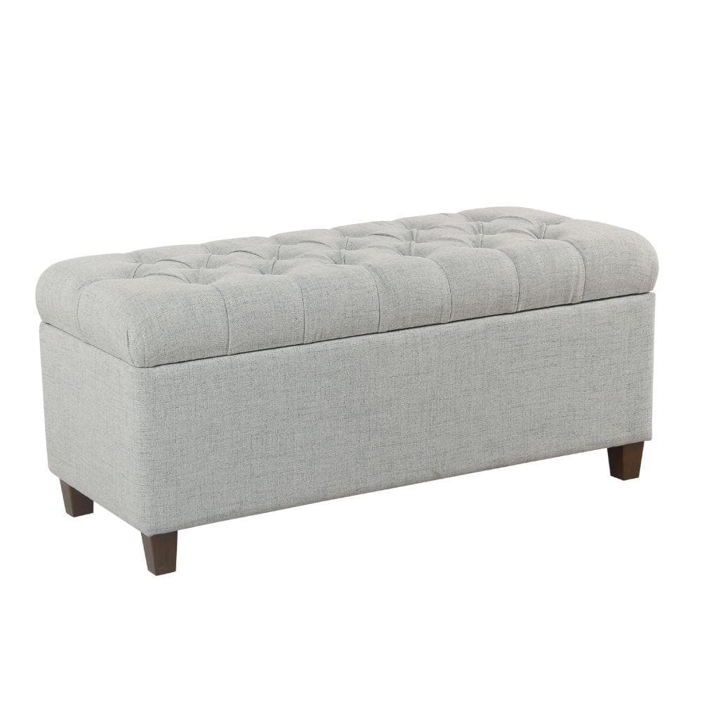 Benjara 40 in. Gray and Brown Backless Bedroom Bench With Hinged ...