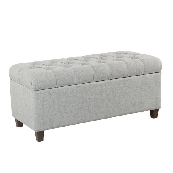 Benjara 40 in. Gray and Brown Backless Bedroom Bench With Hinged