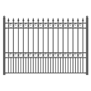 London Style 5 ft. x 8 ft. Black Iron Fence Panel