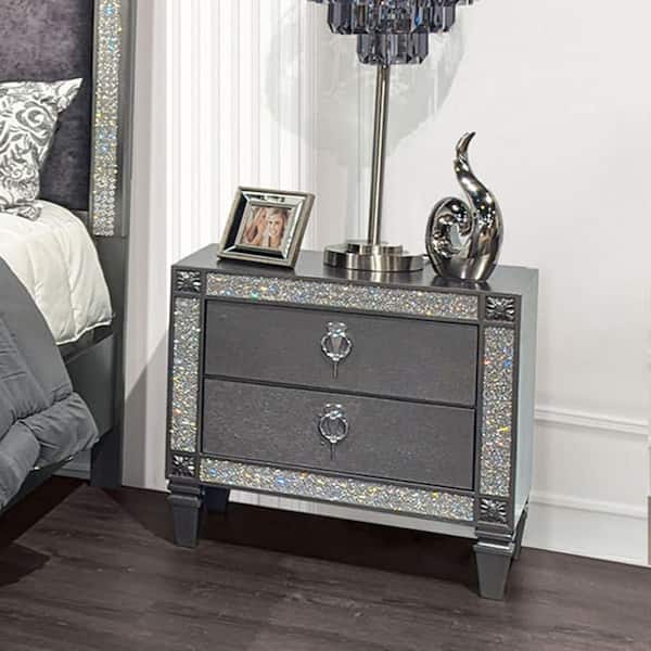 Furniture of America Augenst Gray 2-Drawer 26 in. W Nightstand