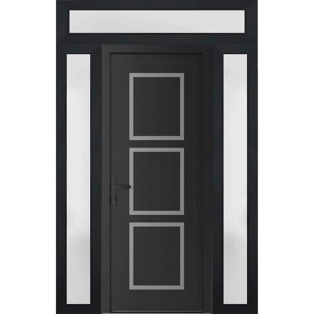 Vdomdoors In X In Right Hand Inswing Frosted Glass Matte Black