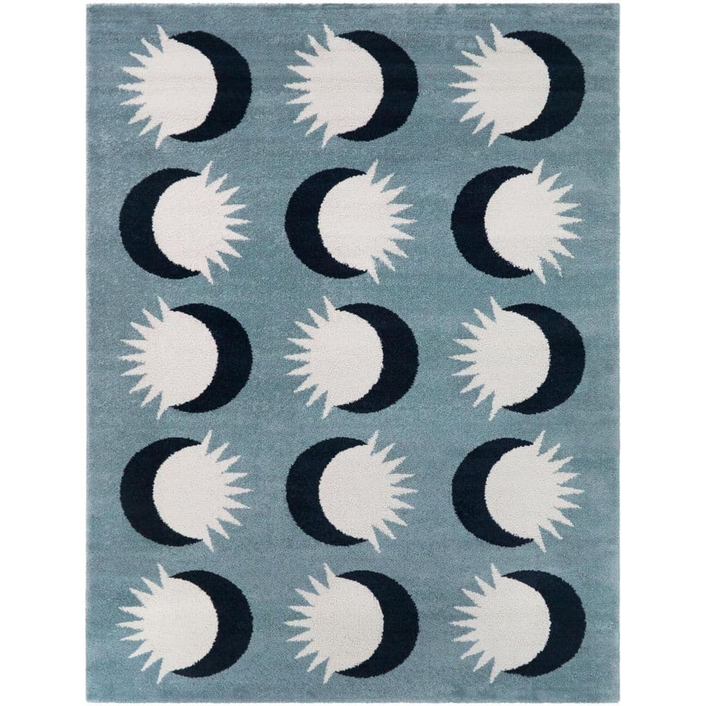 BALTA Astra Blue 5 ft. 3 in. x 7 ft. Kids Crescent Moons Area Rug