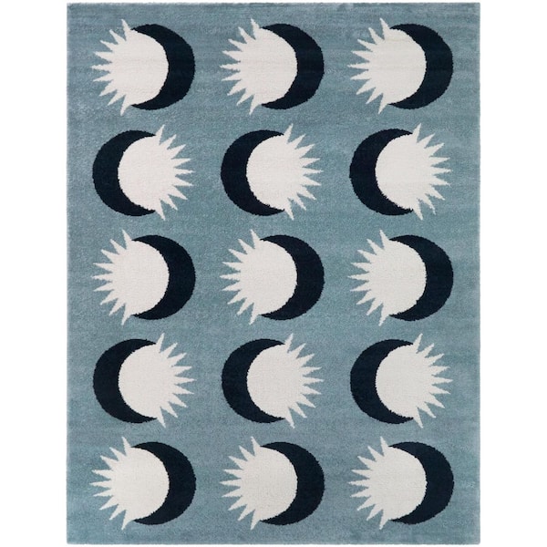 BALTA Astra Blue 5 ft. 3 in. x 7 ft. Kids Crescent Moons Area Rug