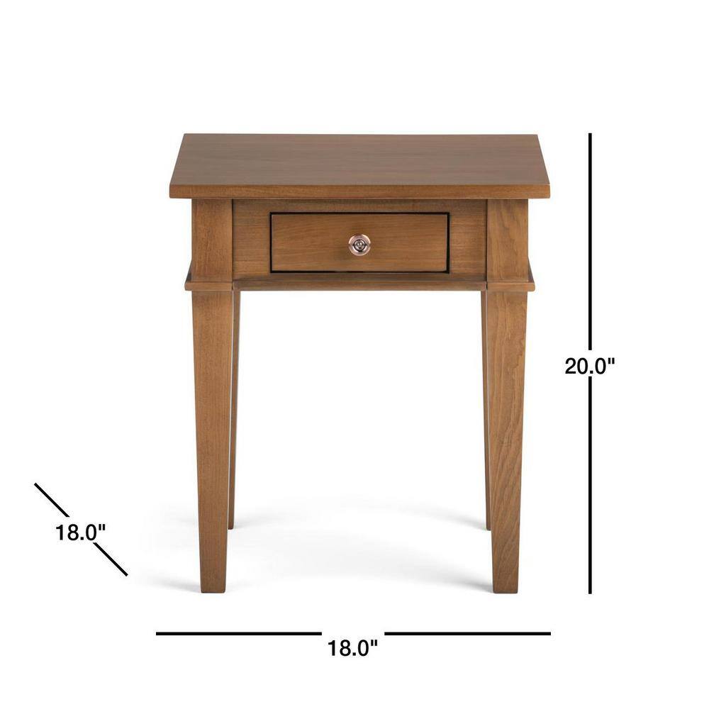 Carlton Medium Saddle Brown Solid Wood End Table with Storage