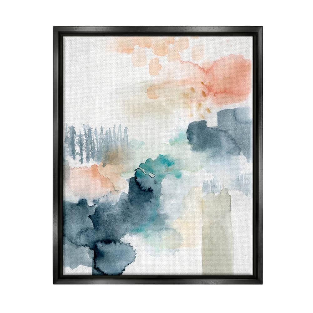 The Stupell Home Decor Collection Spring Forest Veil Abstract Tree Landscape by Victoria Barnes Floater Frame Abstract Wall Art Print 17 in. x 21 in., Blue -  ad107_ffb_16x20