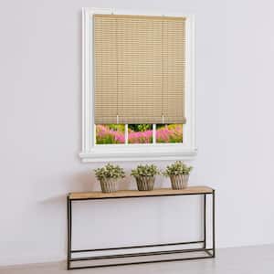 Veranda Desert/Almond Cordless Light Filtering Vinyl Roll-Up Blind with 1/4 in. Oval Slats 72 in. W x 72 in. L