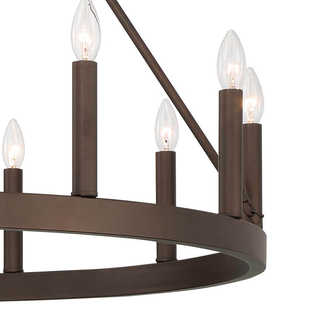 Oil Rubbed Bronze 12-Light Wagon Wheel Chandelier