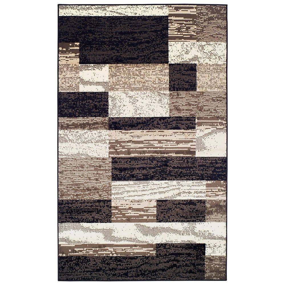 Brown Polypropylene 4 ft. x 6 ft. Striped Indoor Area Rug