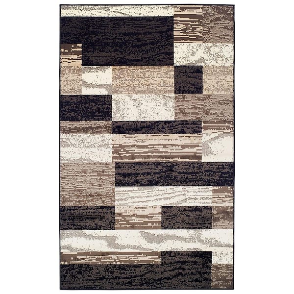Unbranded Brown Polypropylene 4 ft. x 6 ft. Striped Indoor Area Rug
