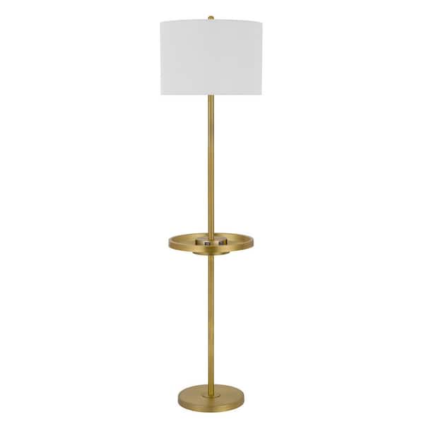 CAL Lighting 62 in. Antique Brass Metal Floor Lamp with 2 USB Charging Ports