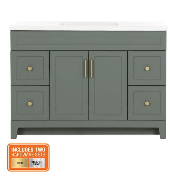 Chasbury 49 in. Single Sink Palm Green Bath Vanity with White Cultured Marble Top (Assembled)