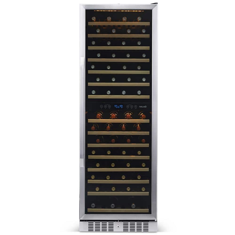 Stainless Steel Dual Zone 160 Bottle Wine Cooler with LED Lighting