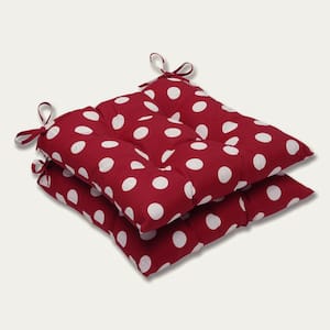 19 in. x 18.5 in. Outdoor Dining Chair Cushion in Red/White (Set of 2)