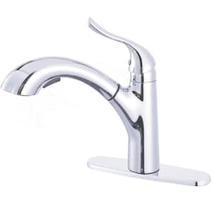 Single-Handle Pull-Out Sprayer Kitchen Faucet with Deckplate Included in Chrome
