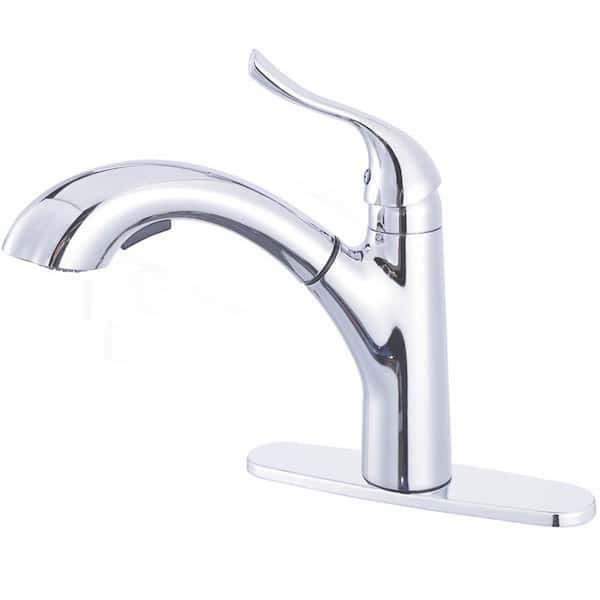 Single-Handle Pull-Out Sprayer Kitchen Faucet with Deckplate Included ...