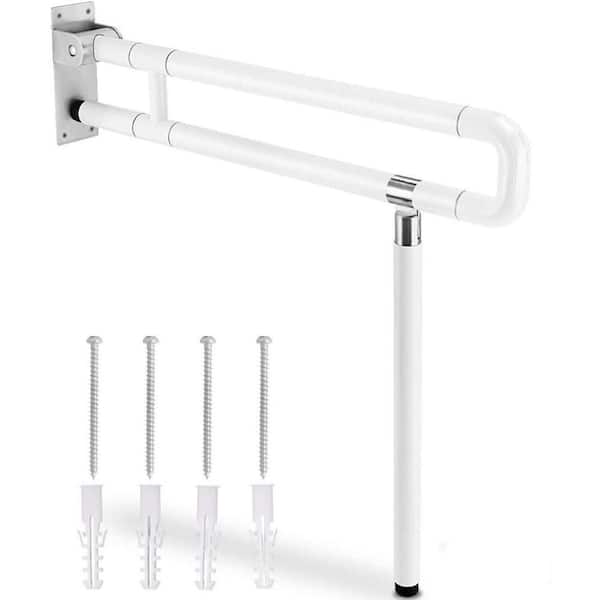 Foldable Toilet Grab Bar 19 Inch L Stainless Steel Flip Up Safety Handrail Anti Slip for Elderly Disabled