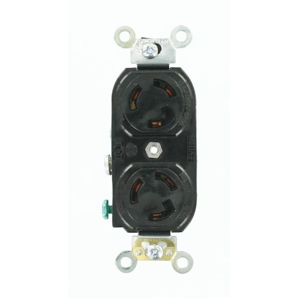Leviton 15 Amp 125-Volt Duplex Grounding Locking Outlet, Black 4700