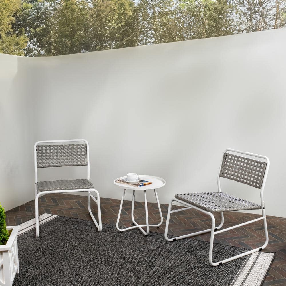 Freja White and Gray Faux Rattan 3-Piece Patio Set