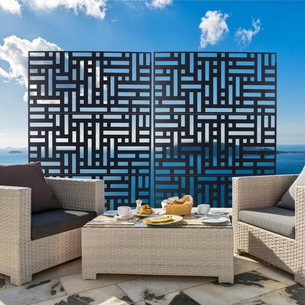 4 ft. x 6.3 ft. Black Steel Outdoor Privacy Screen