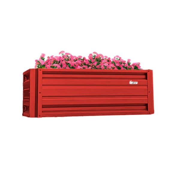 ALL METAL WORKS 24 inch by 48 inch Rectangle Bright Red Metal Planter Box