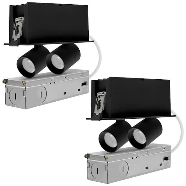 5 in. 2-Head Integrated LED Adjustable Recessed Light, 5CCT, CRI90, 6W, 400LM, 355° and 80° Tilt, Dimmable Black 2-Pack