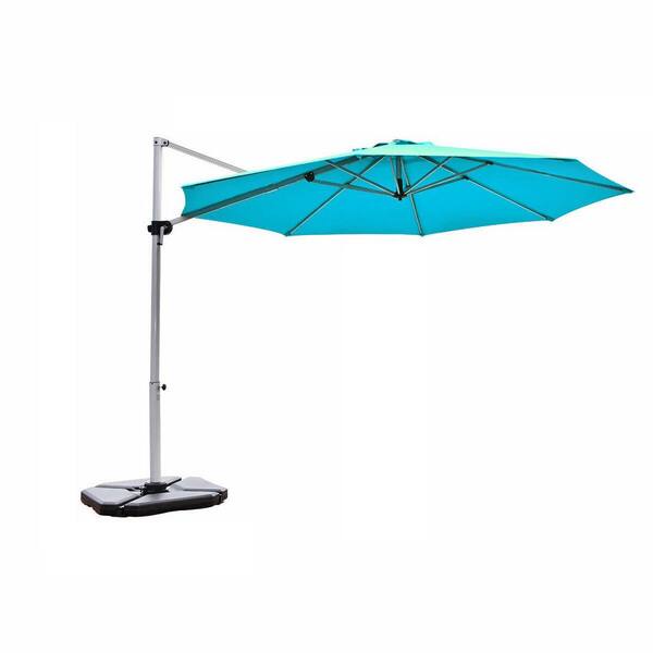 ANGELES HOME 11 ft. Steel Cantilever Aluminum Tilt Patio Umbrella in Blue