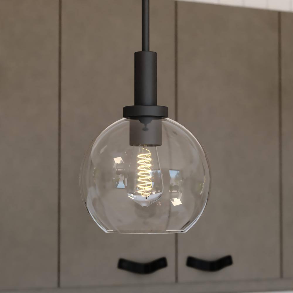 Marshall Matte Black Mini Pendant with Clear Glass Globe