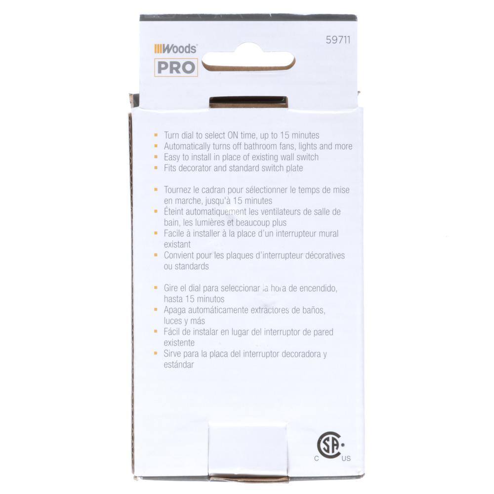 Woods White 15-Minute In-Wall Countdown Timer