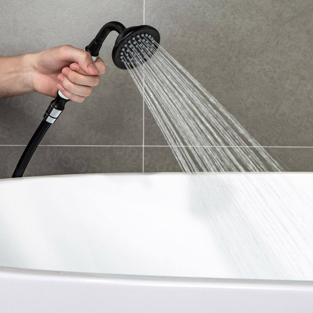 Matte Black Single Handle Floor Mounted Tub Faucet with Hand Shower