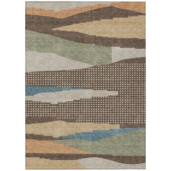 Chantille Machine Washable Indoor/Outdoor Abstract ACN2761 Coffee 10 ft. x 14 ft. Area Rug