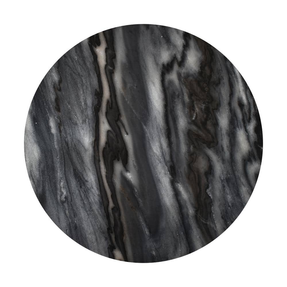 Gray Marble Round X-Shaped End Table