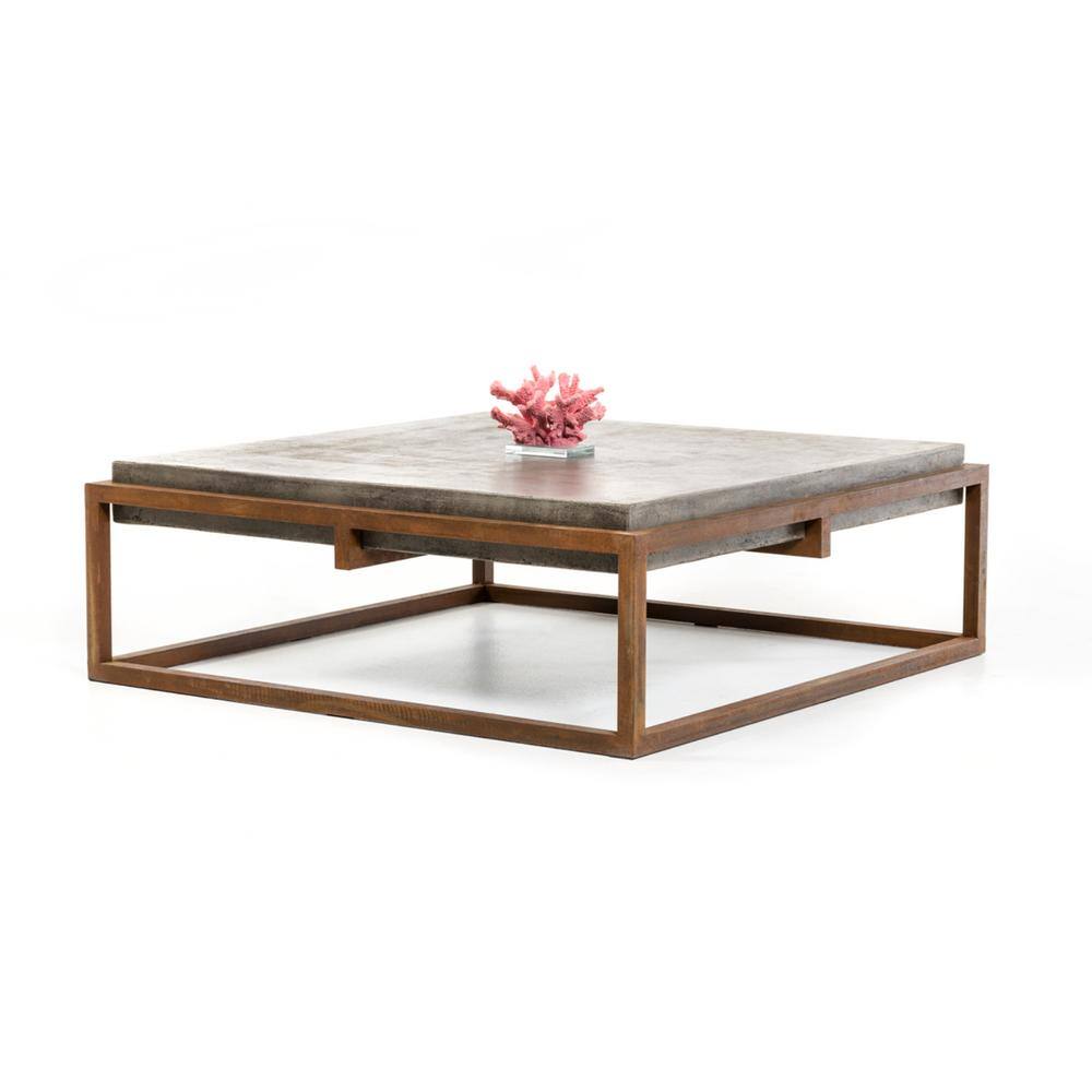 HomeRoots 42 in. Square Concrete Coffee Table 2000283304 The Home Depot