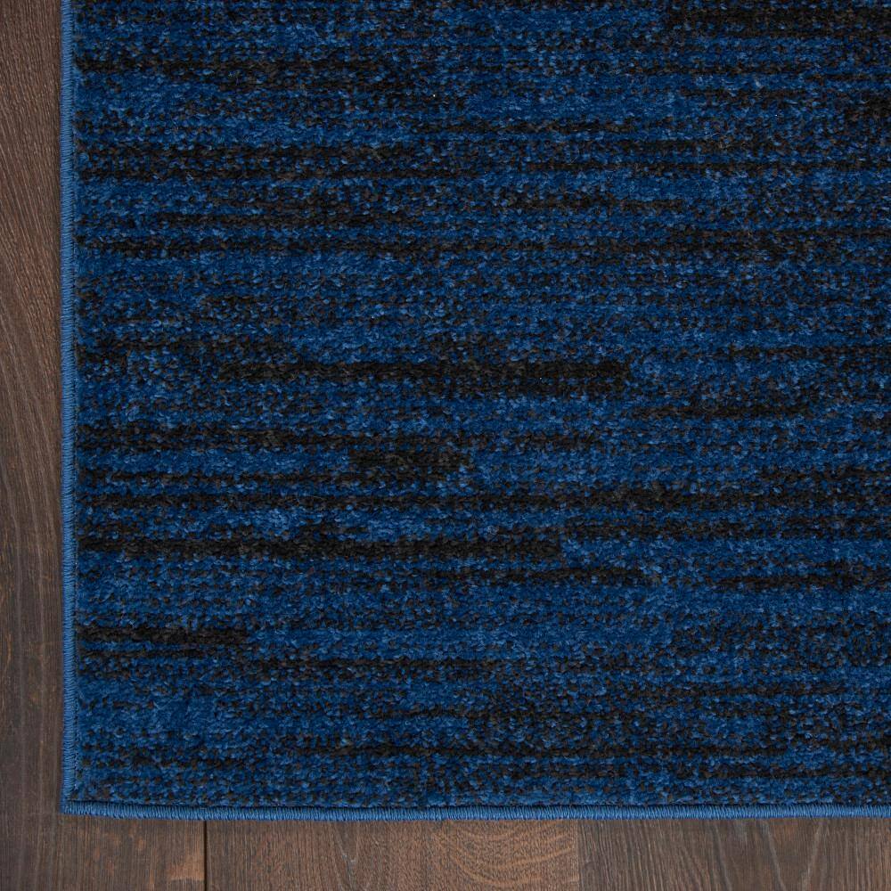 Midnight Blue 7' Square Non-slip Synthetic Rug