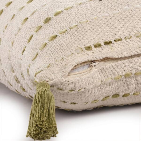 LR Home Atlantis Coastal Tan 20 in. x 20 in. Striped Jute Braided Fringe  Throw Pillow 9894A0084D9348 - The Home Depot