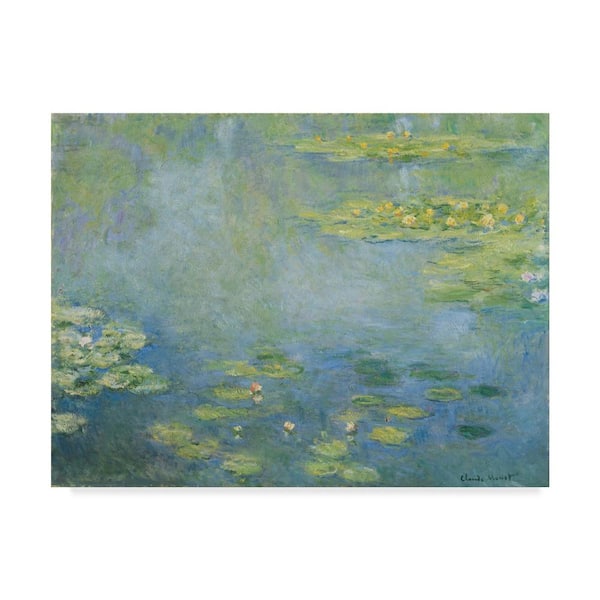 Trademark Fine Art Waterlilies by Claude Monet Floater Frame Nature Wall Art 14 in. x 19 in.