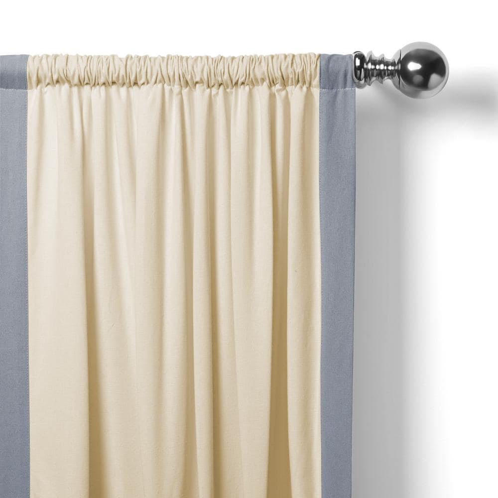 Blue Cotton Room-Darkening Rod Pocket Kitchen Tiers, 30" W x 24" L, Set of 2