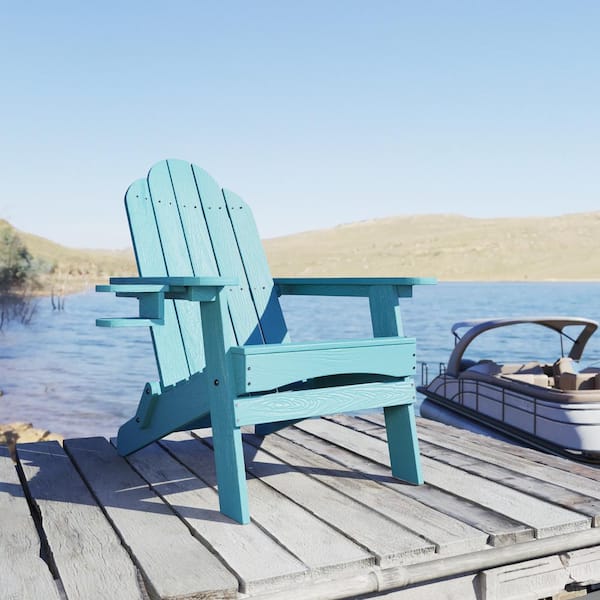 Corlekala Tiffany Blue Folding Adirondack Chair Weather Resistant